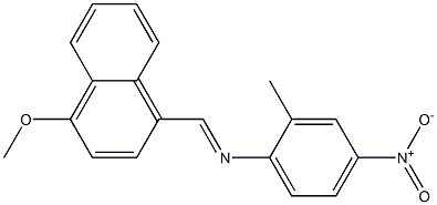 N-[(4-methoxy-1-naphthyl)methylene]-2-methyl-4-nitroaniline Struktur