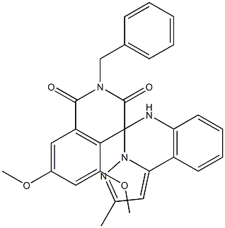 2-benzyl-5,7-dimethoxy-2'-methyl-1H,6'H-spiro[isoquinoline-4,5'-pyrazolo[1,5-c]quinazoline]-1,3(2H)-dione Struktur