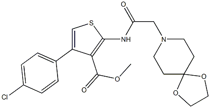 methyl 2-(2-(1,4-dioxa-8-azaspiro[4.5]decan-8-yl)acetamido)-4-(4-chlorophenyl)thiophene-3-carboxylate Struktur