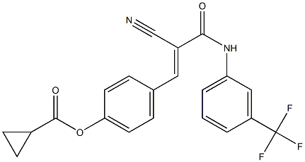 (E)-4-(2-cyano-3-oxo-3-((3-(trifluoromethyl)phenyl)amino)prop-1-en-1-yl)phenyl cyclopropanecarboxylate Struktur