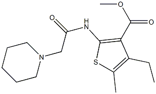 methyl 4-ethyl-5-methyl-2-(2-(piperidin-1-yl)acetamido)thiophene-3-carboxylate Struktur