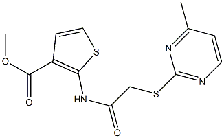 methyl 2-(2-((4-methylpyrimidin-2-yl)thio)acetamido)thiophene-3-carboxylate Struktur