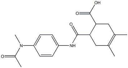 3,4-dimethyl-6-((4-(N-methylacetamido)phenyl)carbamoyl)cyclohex-3-enecarboxylic acid Struktur