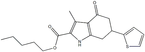 pentyl 3-methyl-4-oxo-6-(thiophen-2-yl)-4,5,6,7-tetrahydro-1H-indole-2-carboxylate Struktur