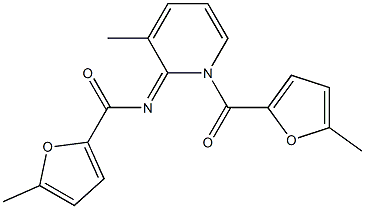 (E)-5-methyl-N-(3-methyl-1-(5-methylfuran-2-carbonyl)pyridin-2(1H)-ylidene)furan-2-carboxamide Struktur