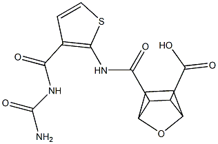 3-((3-(carbamoylcarbamoyl)thiophen-2-yl)carbamoyl)-7-oxabicyclo[2.2.1]heptane-2-carboxylic acid Struktur