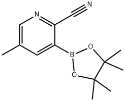 5-methyl-3-(tetramethyl-1,3,2-dioxaborolan-2-yl)pyridine-2-carbonitrile Struktur