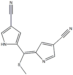 (E)-5-((4-cyano-2H-pyrrol-2-ylidene)(methylthio)methyl)-1H-pyrrole-3-carbonitrile Struktur