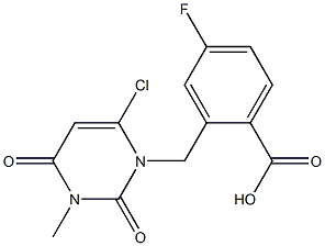 2-((6-chloro-3-methyl-2,4-dioxo-3,4-dihydropyrimidin-1(2H)-yl)methyl)-4-fluorobenzoic acid Struktur