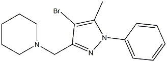 1-((4-bromo-5-methyl-1-phenyl-1H-pyrazol-3-yl)methyl)piperidine Struktur