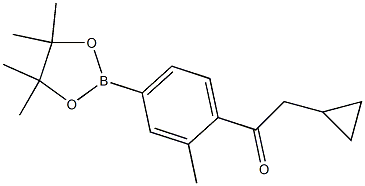 2-cyclopropyl-1-(2-methyl-4-(4,4,5,5-tetramethyl-1,3,2-dioxaborolan-2-yl)phenyl)ethanone Struktur