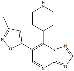 3-methyl-5-(7-(piperidin-4-yl)-[1,2,4]triazolo[1,5-a]pyrimidin-6-yl)isoxazole Struktur