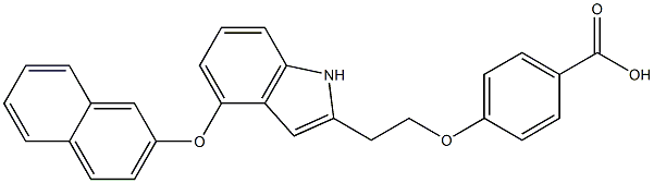 4-(2-(4-(naphthalen-2-yloxy)-1H-indol-2-yl)ethoxy)benzoic acid Struktur