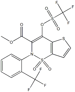 methyl 1,1-dioxy-2-(2-(trifluoromethyl)phenyl)-4-(trifluoromethylsulfonyloxy)-2H-thieno[2,3-e][1,2]thiazine-3-carboxylate Struktur