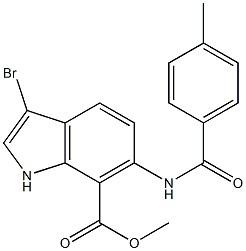 methyl 3-bromo-6-(4-methylbenzamido)-1H-indole-7-carboxylate Struktur