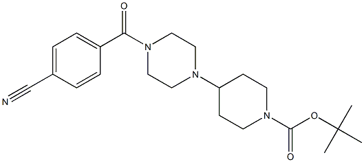 tert-butyl 4-(4-(4-cyanobenzoyl)piperazin-1-yl)piperidine-1-carboxylate Struktur