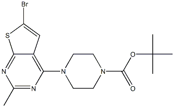 tert-butyl 4-(6-bromo-2-methylthieno[2,3-d]pyrimidin-4-yl)piperazine-1-carboxylate Struktur