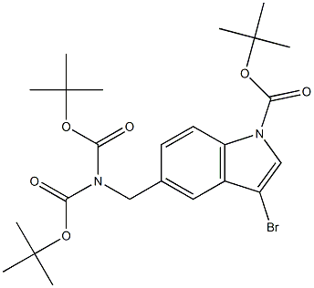 tert-butyl 5-((bis(tert-butoxycarbonyl)amino)methyl)-3-bromo-1H-indole-1-carboxylate Struktur