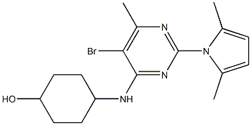 (1r,4r)-4-(5-bromo-2-(2,5-dimethyl-1H-pyrrol-1-yl)-6-methylpyrimidin-4-ylamino)cyclohexanol Struktur