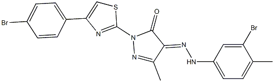 4-[(3-bromo-4-methylphenyl)hydrazono]-2-[4-(4-bromophenyl)-1,3-thiazol-2-yl]-5-methyl-2,4-dihydro-3H-pyrazol-3-one Struktur