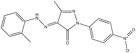 5-methyl-4-[(2-methylphenyl)hydrazono]-2-(4-nitrophenyl)-2,4-dihydro-3H-pyrazol-3-one Struktur