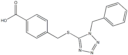 4-(((1-benzyl-1H-tetrazol-5-yl)thio)methyl)benzoic acid Struktur