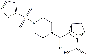 3-(4-(thiophen-2-ylsulfonyl)piperazine-1-carbonyl)bicyclo[2.2.1]heptane-2-carboxylic acid Struktur