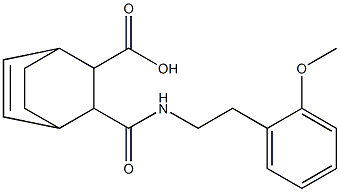 3-((2-methoxyphenethyl)carbamoyl)bicyclo[2.2.2]oct-5-ene-2-carboxylic acid Struktur