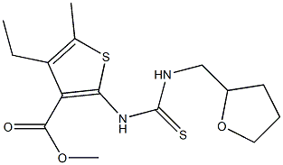 methyl 4-ethyl-5-methyl-2-(3-((tetrahydrofuran-2-yl)methyl)thioureido)thiophene-3-carboxylate Struktur