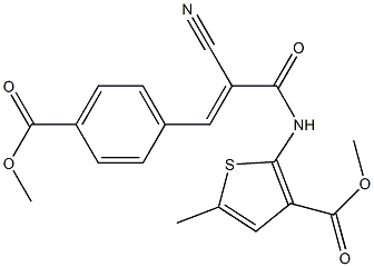 (E)-methyl 2-(2-cyano-3-(4-(methoxycarbonyl)phenyl)acrylamido)-5-methylthiophene-3-carboxylate Struktur