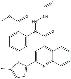 methyl 2-(2-(2-(5-methylthiophen-2-yl)quinoline-4-carbonyl)hydrazinecarboxamido)benzoate Struktur