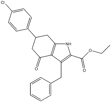 ethyl 3-benzyl-6-(4-chlorophenyl)-4-oxo-4,5,6,7-tetrahydro-1H-indole-2-carboxylate Struktur