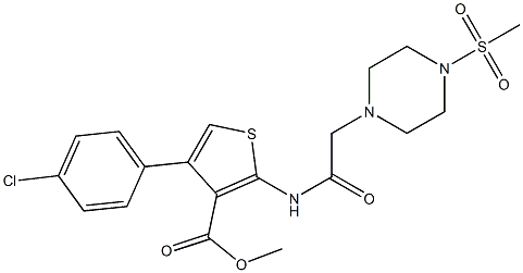 methyl 4-(4-chlorophenyl)-2-(2-(4-(methylsulfonyl)piperazin-1-yl)acetamido)thiophene-3-carboxylate Struktur