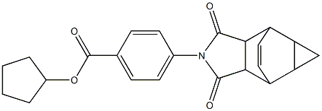 cyclopentyl 4-(1,3-dioxo-3,3a,4,4a,5,5a,6,6a-octahydro-4,6-ethenocyclopropa[f]isoindol-2(1H)-yl)benzoate Struktur