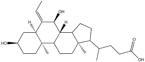 (R)-4-((3R,5R,7S,10R,13R)-6-ethylidene-3,7-dihydroxy-10,13-dimethyl-hexadecahydro-1H-cyclopenta[a]phenanthren-17-yl)pentanoic acid Struktur