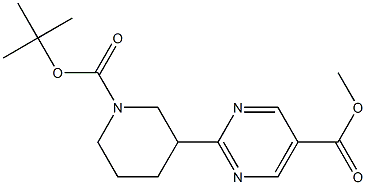 2-(1-tert-Butoxycarbonyl-piperidin-3-yl)-pyrimidine-5-carboxylic acid methyl ester Struktur