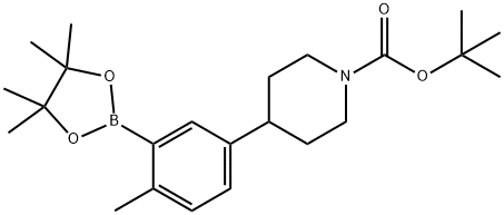 tert-butyl 4-(4-methyl-3-(4,4,5,5-tetramethyl-1,3,2-dioxaborolan-2-yl)phenyl)piperidine-1-carboxylate Struktur