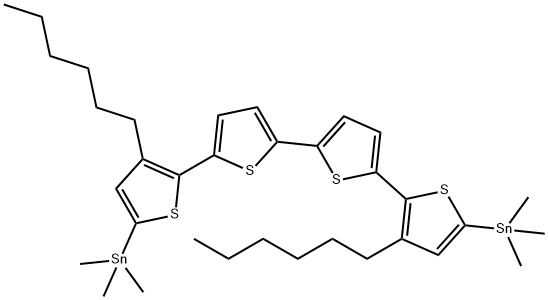 (3,3'''-Dihexyl-[2,2':5',2'':5'',2'''-quaterthiophene]-5,5'''-diyl)bis(trimethylstannane) Struktur