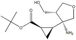 (1R,2S)-tert-butyl 2-((3R,4R)-3-amino-4-(hydroxymethyl)tetrahydrofuran-3-yl)cyclopropanecarboxylate Struktur