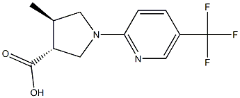 (3R,4R)-4-methyl-1-(5-(trifluoromethyl)pyridin-2-yl)pyrrolidine-3-carboxylic acid Struktur