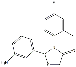 2-(3-aminophenyl)-3-(4-fluoro-2-methylphenyl)thiazolidin-4-one Struktur