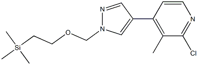 2-chloro-3-methyl-4-(1-((2-(trimethylsilyl)ethoxy)methyl)-1H-pyrazol-4-yl)pyridine Struktur