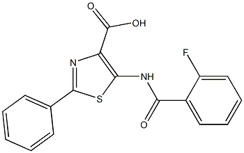 5-(2-fluorobenzamido)-2-phenylthiazole-4-carboxylic acid Struktur