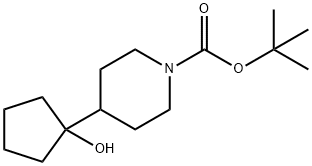 tert-butyl 4-(1-hydroxycyclopentyl)piperidine-1-carboxylate Struktur