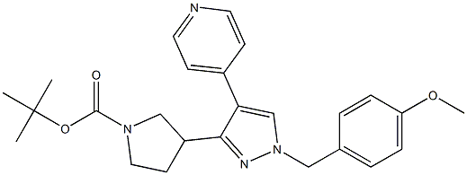 3-[1-(4-Methoxy-benzyl)-4-pyridin-4-yl-1H-pyrazol-3-yl]-pyrrolidine-1-carboxylic acid tert-butyl ester Struktur