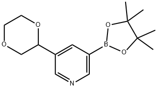 3-(1,4-dioxan-2-yl)-5-(4,4,5,5-tetramethyl-1,3,2-dioxaborolan-2-yl)pyridine Struktur