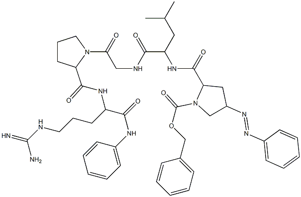 (E)-4-(phenyldiazenyl)benzyl 2-((1-((2-(2-((5-guanidino-1-oxo-1-(phenylamino)pentan-2-yl)carbamoyl)pyrrolidin-1-yl)-2-oxoethyl)amino)-4-methyl-1-oxopentan-2-yl)carbamoyl)pyrrolidine-1-carboxylate Struktur