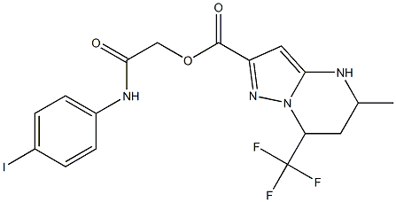 2-((4-iodophenyl)amino)-2-oxoethyl 5-methyl-7-(trifluoromethyl)-4,5,6,7-tetrahydropyrazolo[1,5-a]pyrimidine-2-carboxylate Struktur