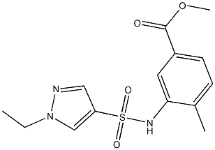 methyl 3-(1-ethyl-1H-pyrazole-4-sulfonamido)-4-methylbenzoate Struktur