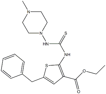 ethyl 5-benzyl-2-(3-(4-methylpiperazin-1-yl)thioureido)thiophene-3-carboxylate Struktur